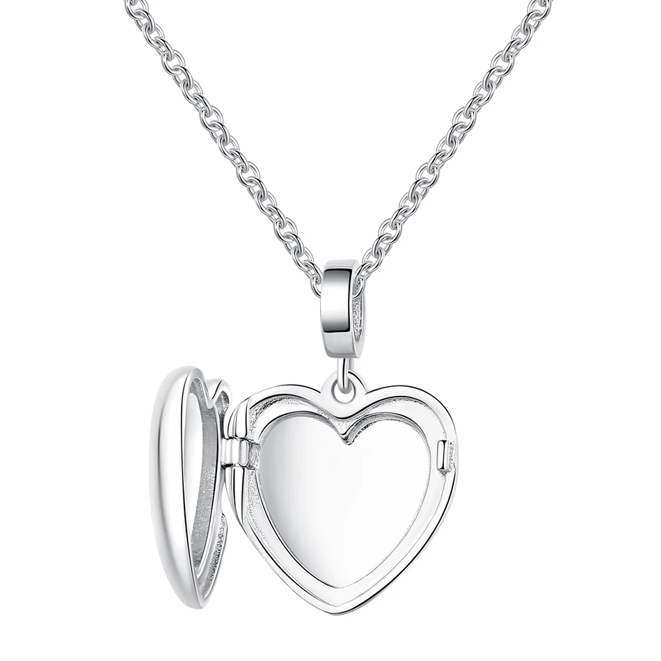 

Customized Real 925 Sterling Silver Heart shape Photo pendant Necklace For Women Jewelry Making