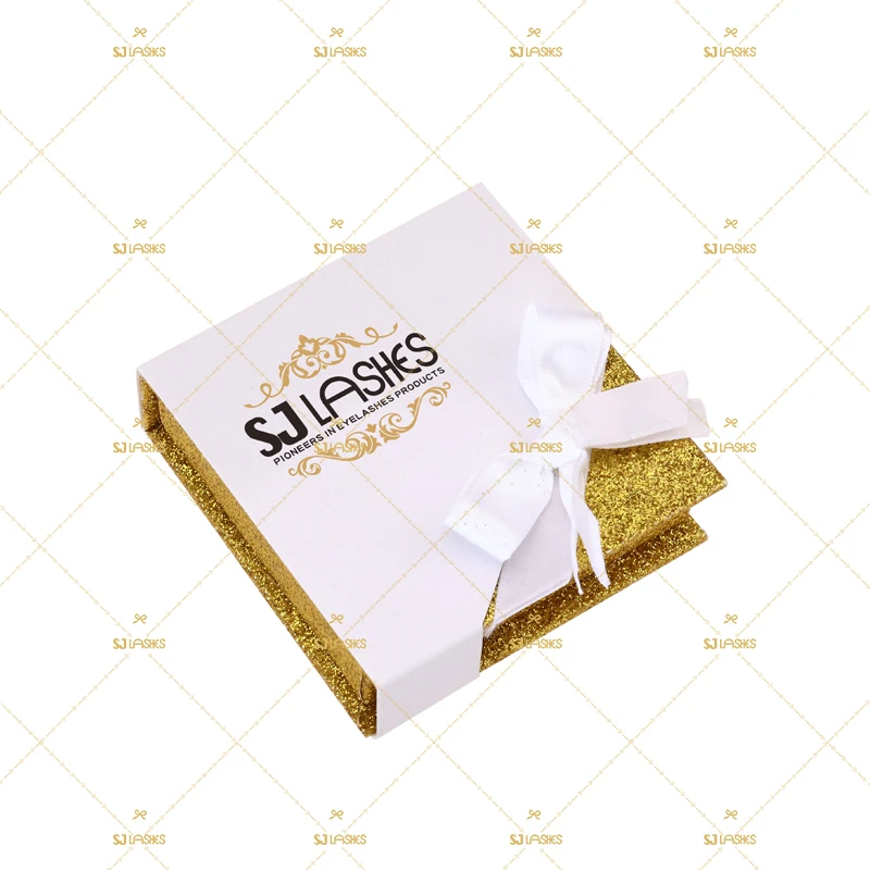 

Sj Lashes Knot-free Invisiband 5D Faux Mink Strip Lashes Gold Glitter Eyelash Box Packaging Wholesale, Natural black