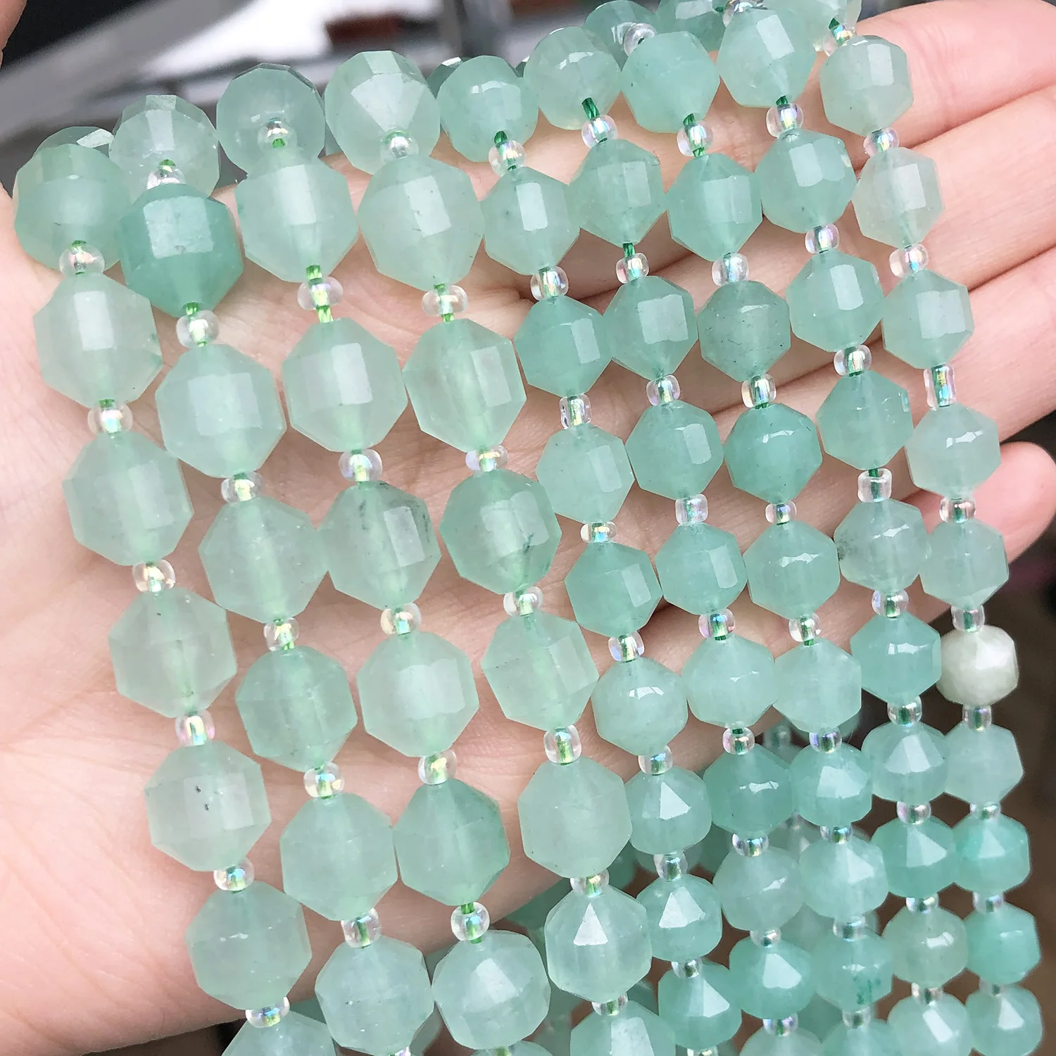 

Wholesale 8/10MM Natural Olive Shape Faceted Green Aventurine Stone Beads for Jewelry Making DIY