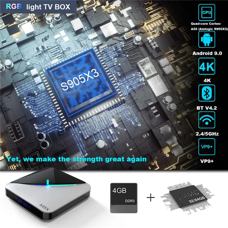 Amlogic S905x3 Chipset Android 2/16gb Tv Box A95x F3 Air Support 2.4g