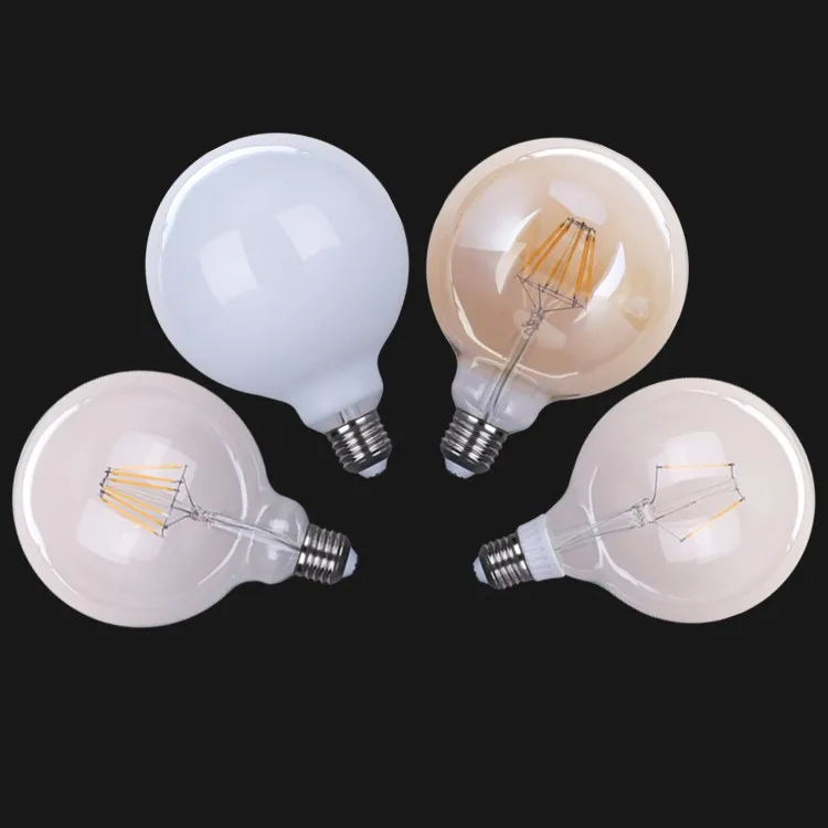 Big Globe ball shape G125 G25 E26 E27 Retro Decorative  glass clear amber 4W 6W 8W 10W 12W LED Filament bulb Lights