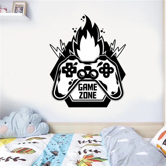 

Cool Flame Lightning Gamepad Decorative Wall Stickers for Game Zone, As picture