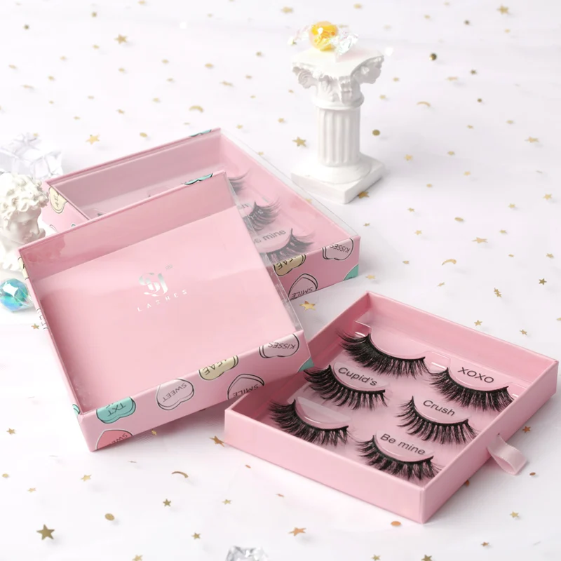 

SY shuying 2022 new arrivals whole sale 3d mink wispie pink lashes with packaging