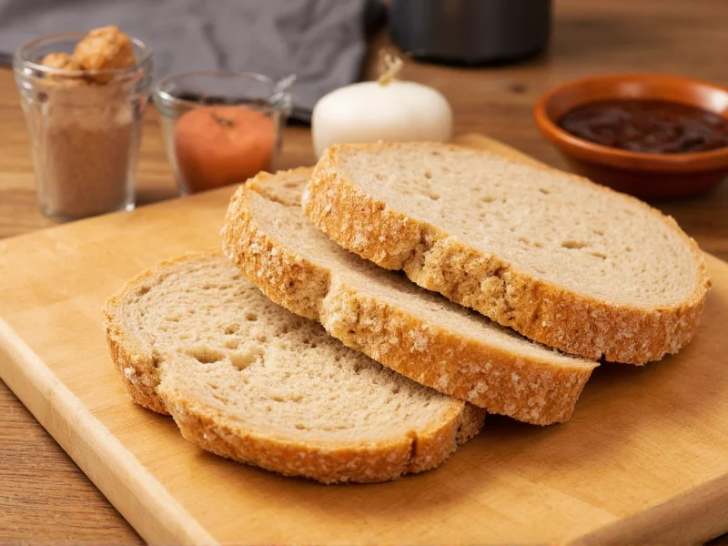 Sliced whole wheat bread on wooden cutting board