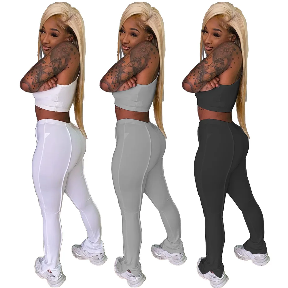 

Summer 2021 Women's Sexy Short Sleeve Crop Top Breathe Jogging Suit Clothing Outfits Two Pieces Pants Set For Women