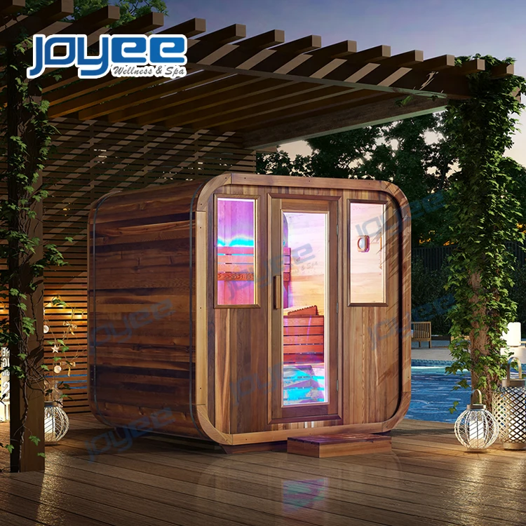Joyee Professional Outdoor Sauna Room Cedar Sauna 6 Person Dry Steam Sauna For Villa Garden 