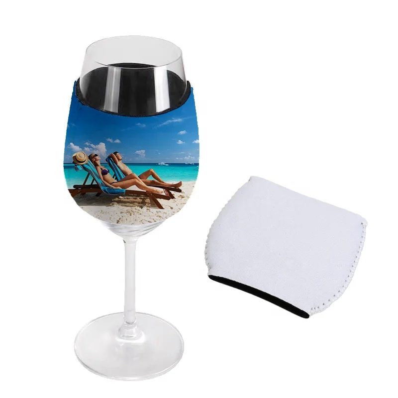 

Customized Logo Wine Glass Insulated Sleeve Holder Neoprene Sublimation Blank Wine Glass Sleeves, White