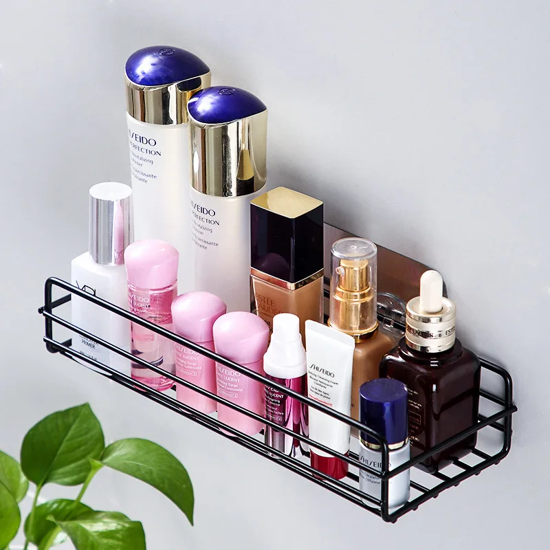 

Bathroom shelf Corner Storage Rack Organizer Shower Wall Shelf Adhesive No Drilling Iron Kitchen Bathroom Shelve Fast delivery