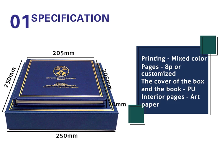 Business Company Stamp Collection Pu Leather Cover Post Stamp Collection Album Scrapbook with Cardboard manufacture