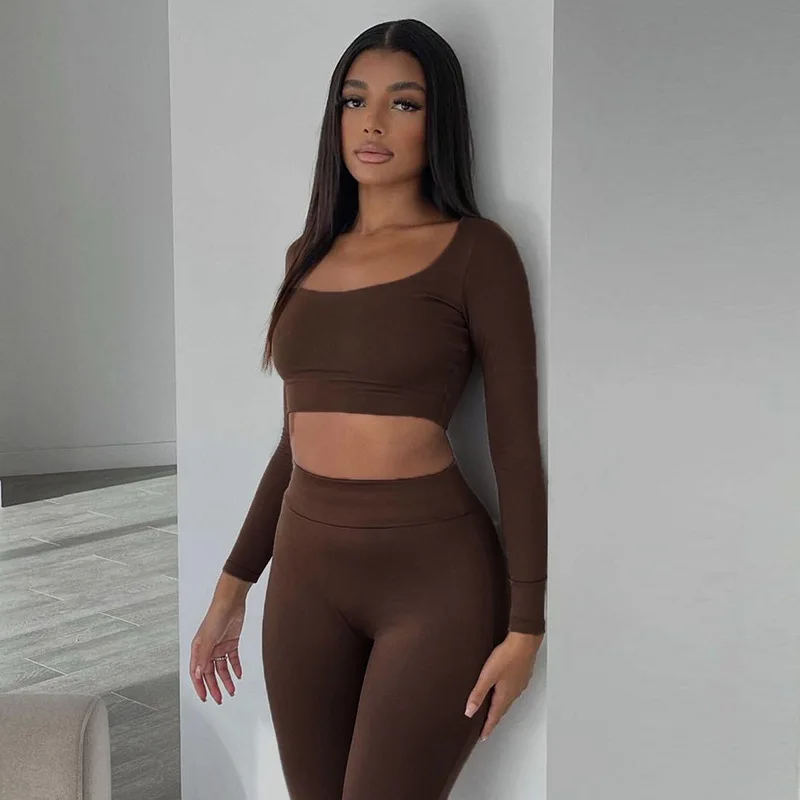 

2022 Summer Active Wear Ribbed Knitted Women 2 Piece Set Gym Crop Tank Top Leggings Set Casual Streetwear Sporty Tracksuit
