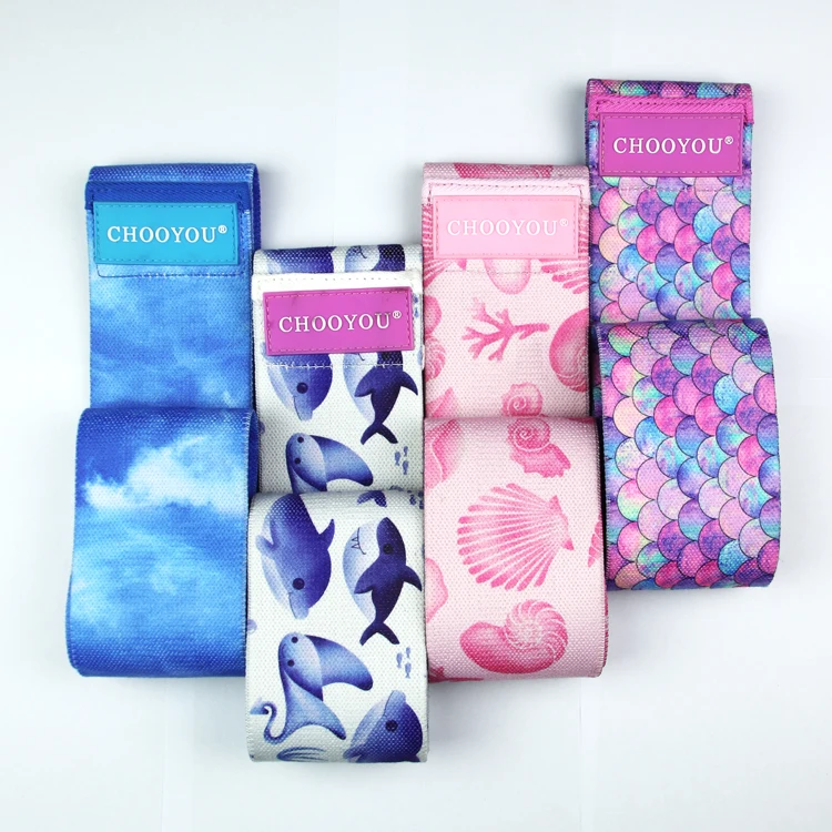 

hot selling fabric variable resistance band and print band booty workout for yoga home exercise, White,black,other