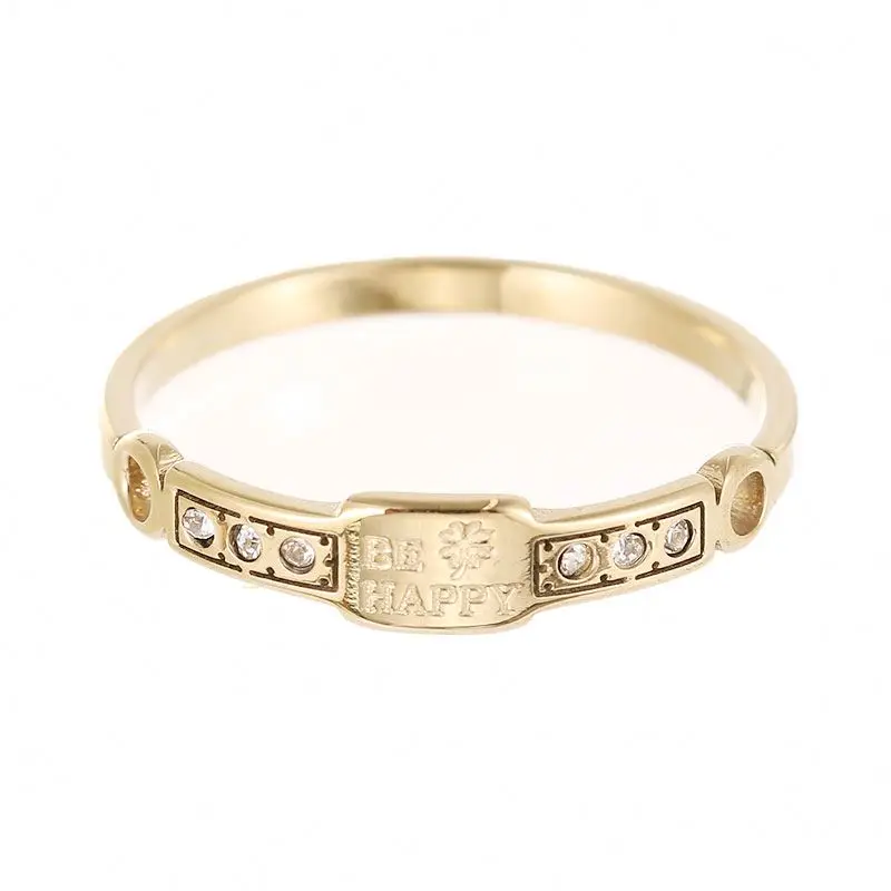 

2020 Trending Gold Plated Jewelry Stainless Steel Square Diamond Rings For Women
