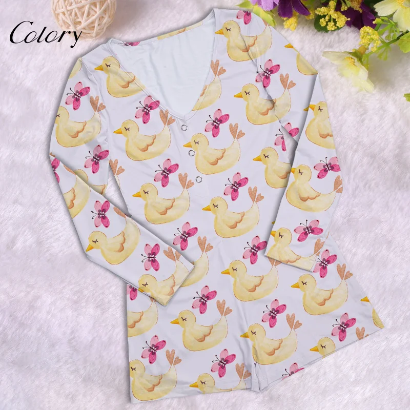 

Colory Letter Heart Buttoned Pajamas 2pc Print Shorts Womens Cow Printed Outfit, Picture shows