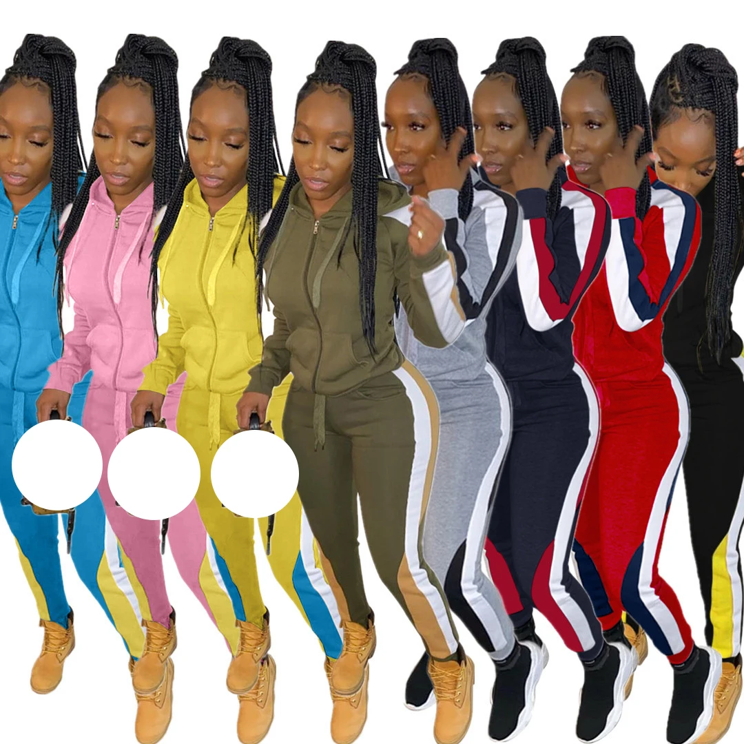 

MT169-9671 Print Slim Fit Tracksuit Sport Two Piece Sweat Suit For Women