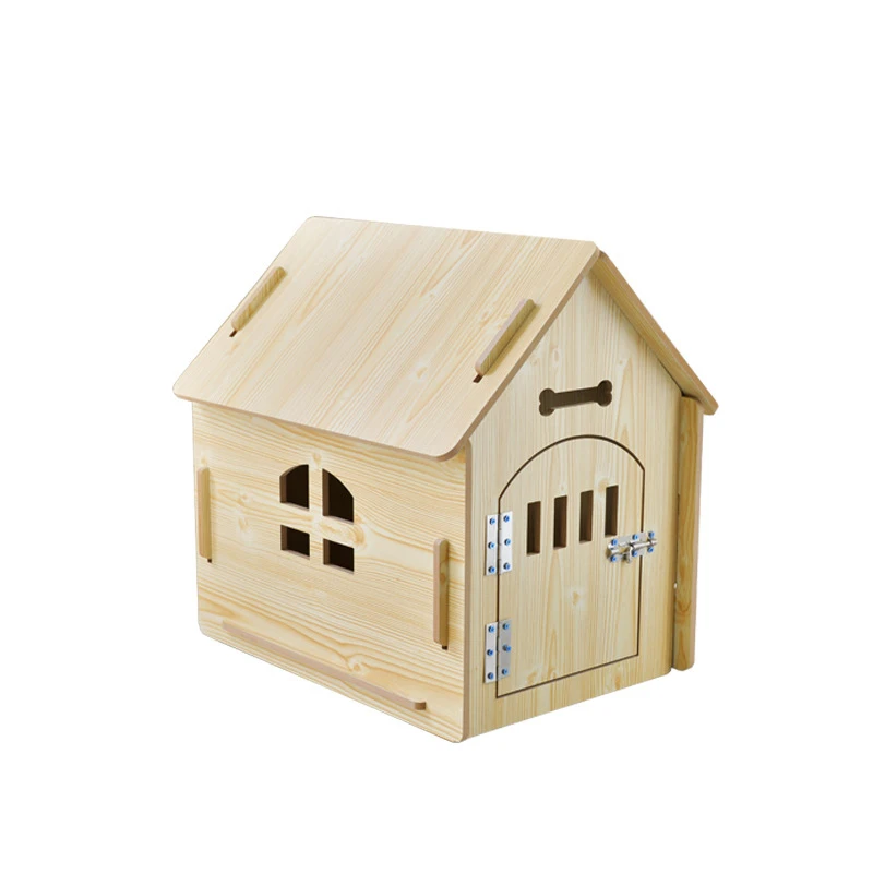 

Large luxury removable wooden all seasons indoor outdoor pet dog cat house with room door, Picture showed