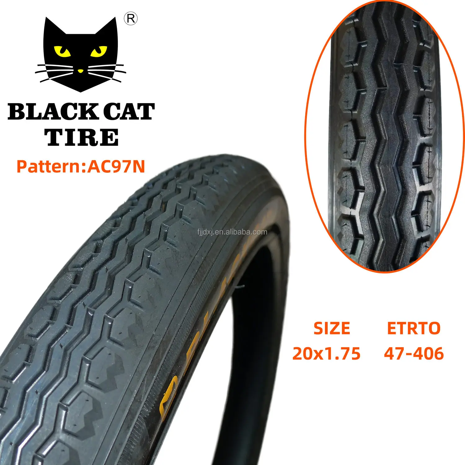 

Wholesales high quality black bicycle tire 20x1.75 AC97N rubber bike tire