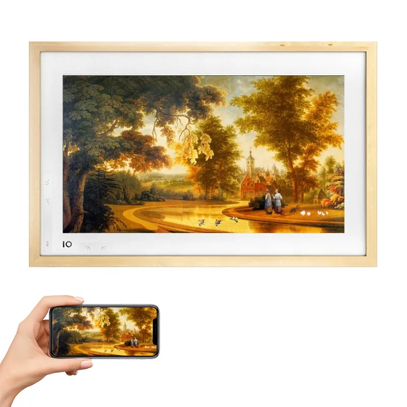 

BOE Electronic Video advertising android wifi digital photo frame with anti-matte oil painting picture display, Teak/mahogany color/wood color