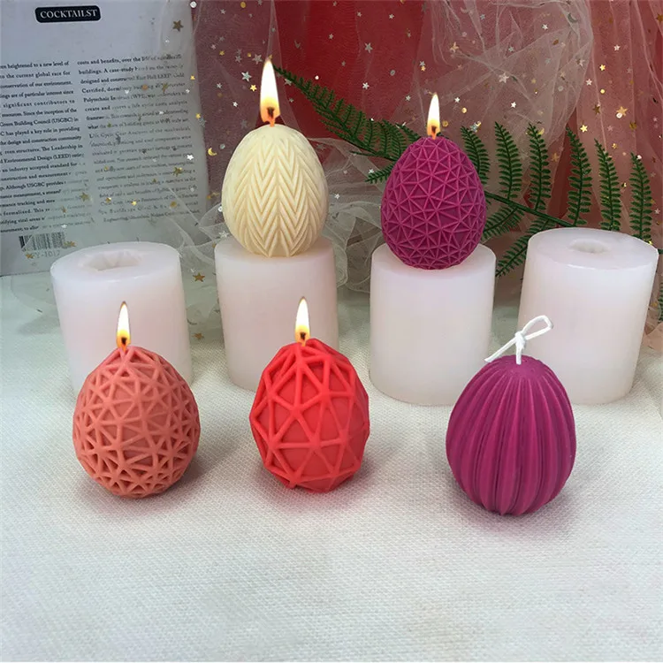 

Easter Geometric Eggs Silicone Candle Mold for Desktop Decoration Gypsum Chocolate Aromatherapy Candle Silicone Mould
