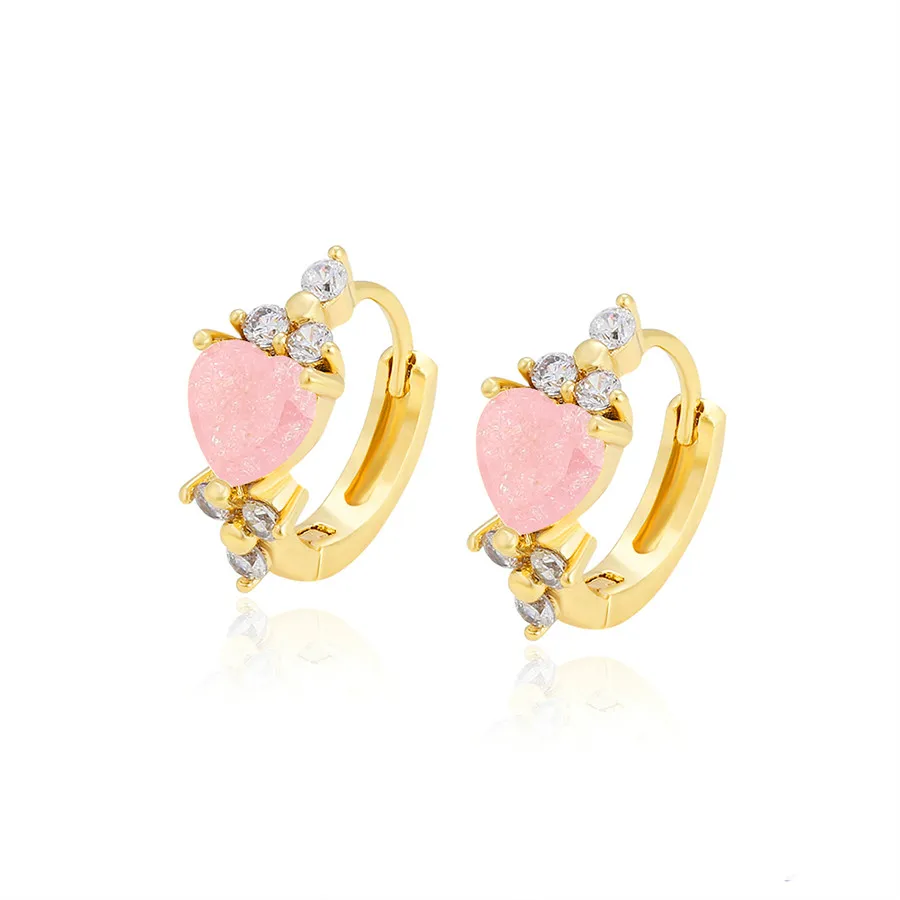 

A00737314 Xuping jewelry elegant fashion heart pink diamond 14K gold lovely series of environmental protection copper earrings
