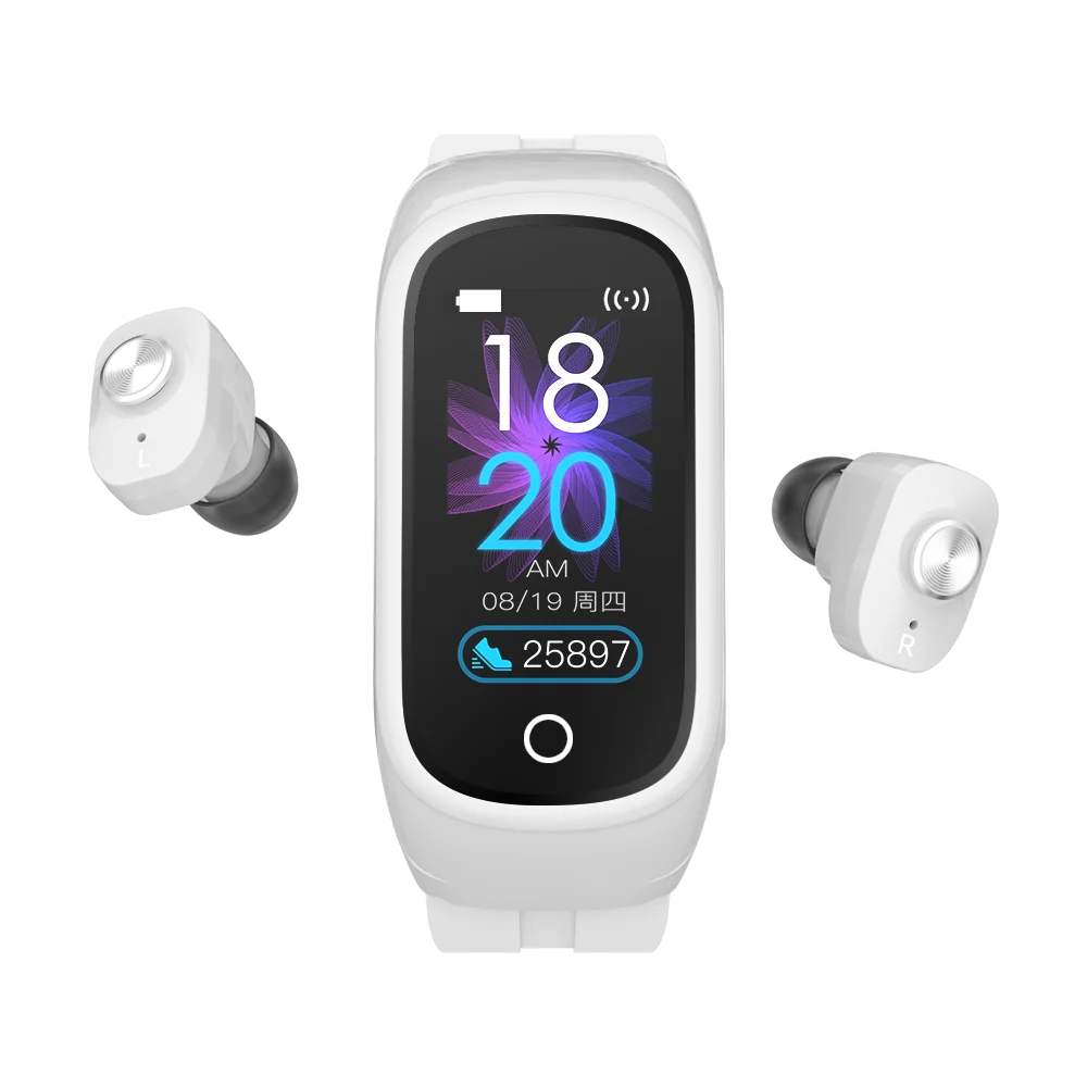 

2 in 1 Smart Bracelet TWS Wireless Headset Combo Wireless Earphone Smart Watch Call Heart Rate Blood