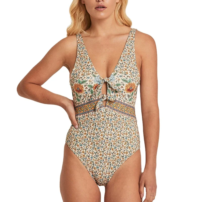 

Custom logo beach wear vintage printing lady bikini desinger ladies woman bathing suit swimsuit