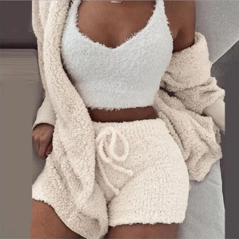

Autumn Winter Night Wear 3-p set Fashion Women Winter Sleepwear Fall Custom Pajamas Clothes Home Wear