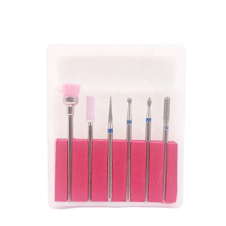 

Wholesale price customized 6pcs manicure tool quartz clean cuticle diamond nail drill bits set