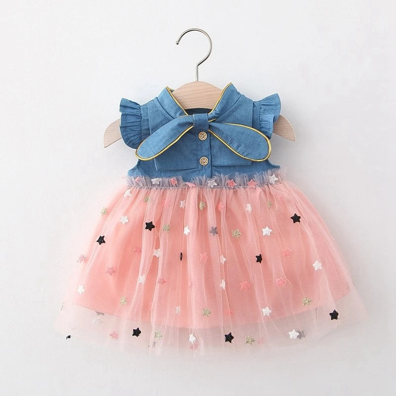 

Summer Toddler Infant Baby Girls Kids Dresses Princess Gauze Star Denim Sleeveless Tutu Dress Party Birthday Outfits Clothing