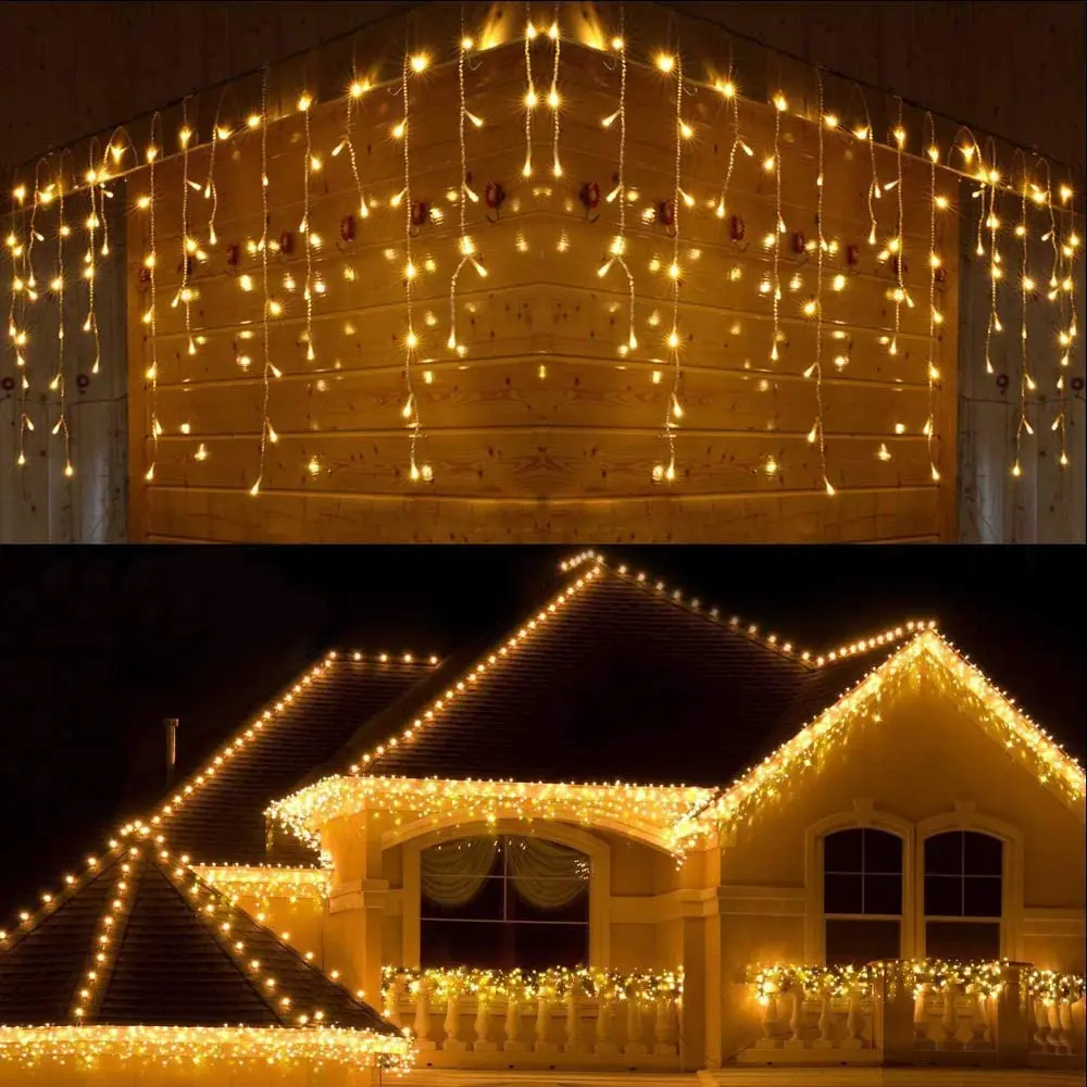 USB 100m LED Curtain Fairy Lights  Lcicle Light Christmas Decorations For Home Day Props Outdoor String Lights