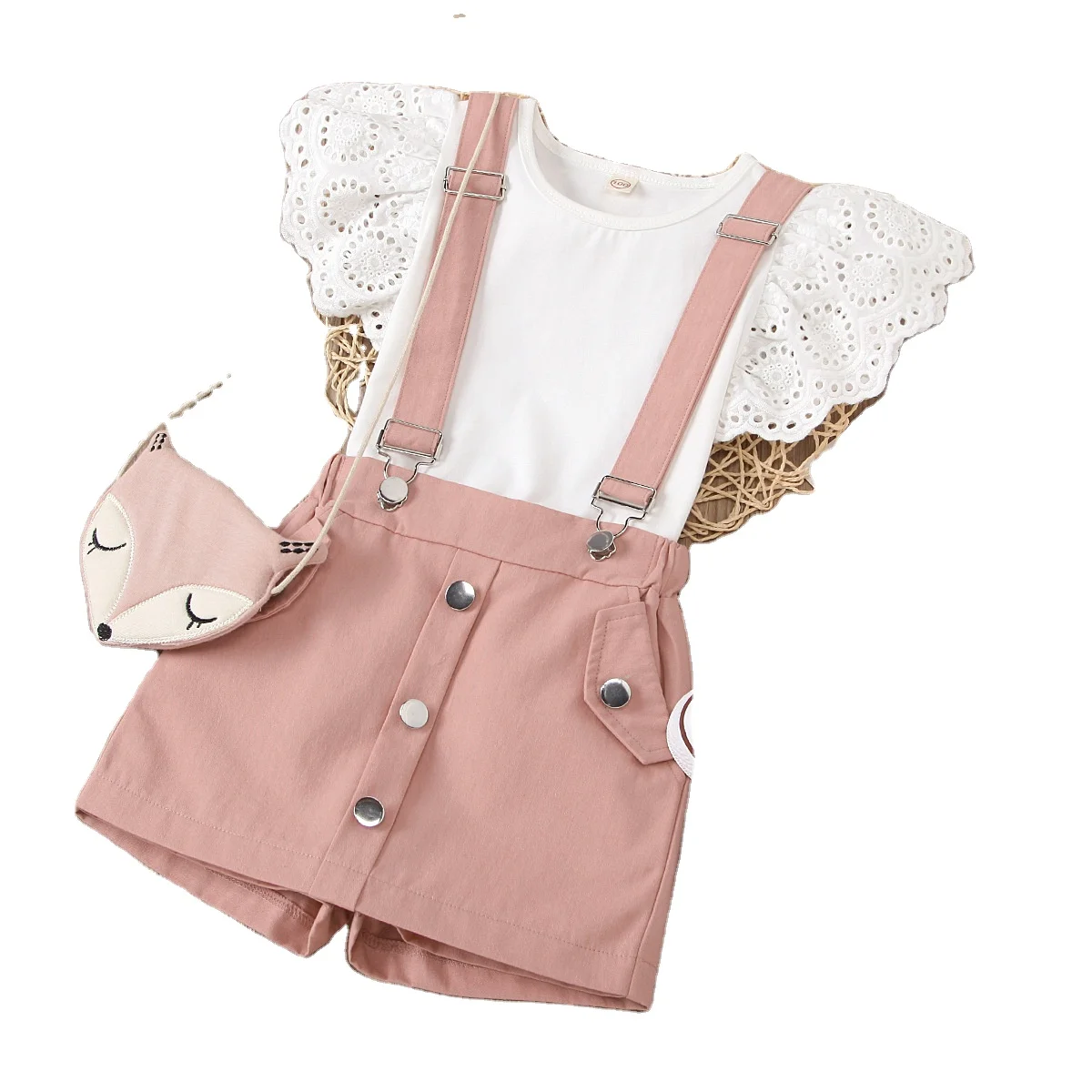 

Summer Kids' Clothing Set Outfits Baby Girls Short-sleeve T-shirt Butterfly Sleeve and Skirt Shorts Overalls 2 piece Dress Sets