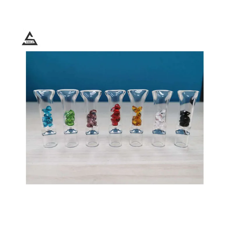

2021 new portable color diamond smoking filter small cigarette holder glass tips wholesale, Custom color