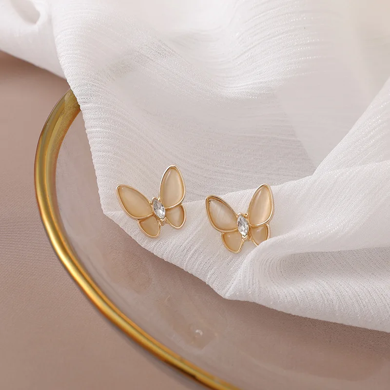 

HOVANCI New Korean Minimalist Rhinestone 925 Sterling Silver Post Earrings Cute Butterfly Delicate Jewelry