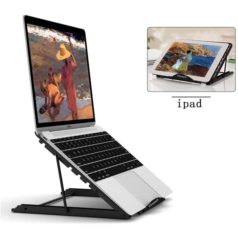 

Aluminum Laptop Computer Riser Holder Ergonomic Portable Height Angles Adjustable Laptop Stand Notebook Holder, Optional