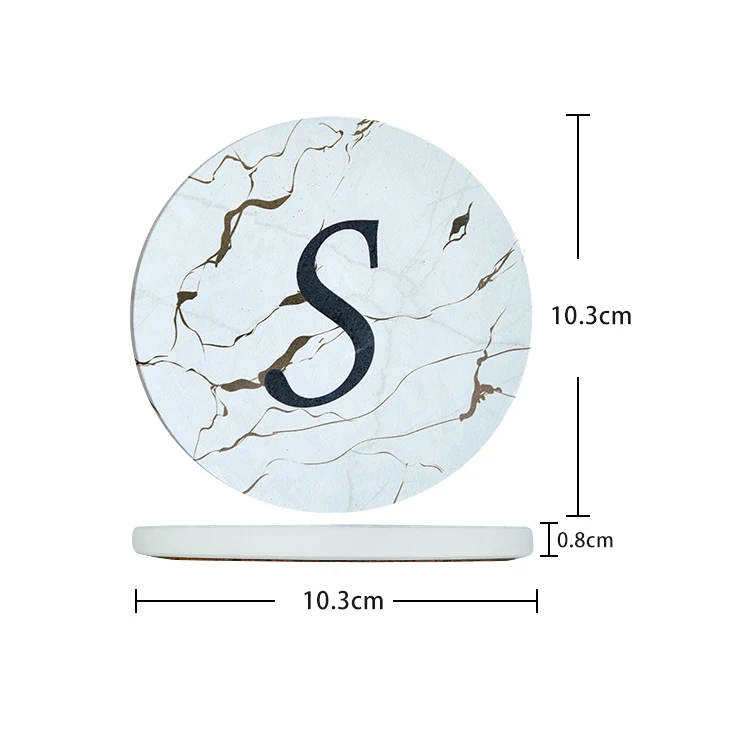 

Modern Design Rustic Water Absorbent Ceramic Diatomite Coasters With Gold Holder