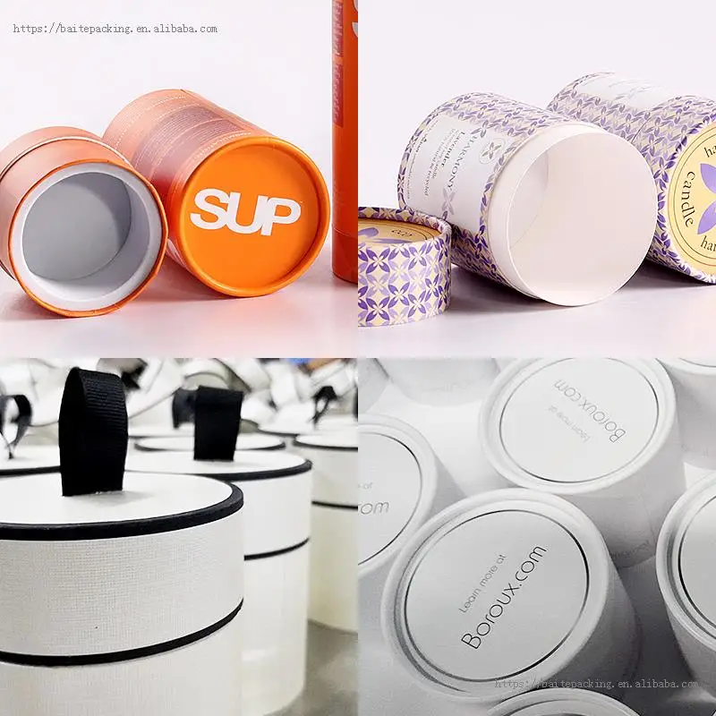 
Custom Recycled Empty Cardboard Cylinder Mailing Packaging Biodegradable Black Kraft Paper Tube 