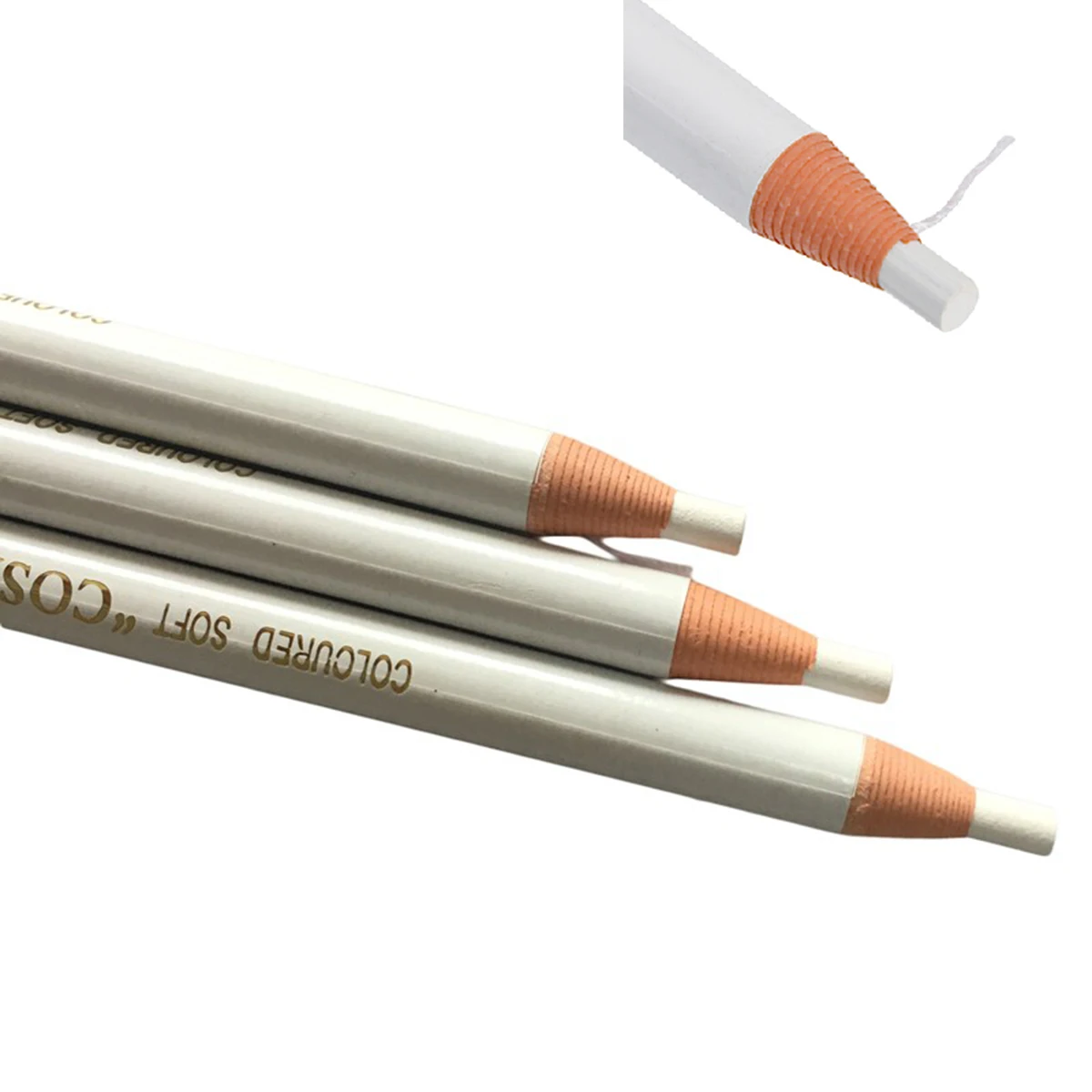 

White Color Eyebrow Peel-off Pencil WaterProof Marker Liner Pen for Microblading Marking Outlining PMU Tattoo Marking