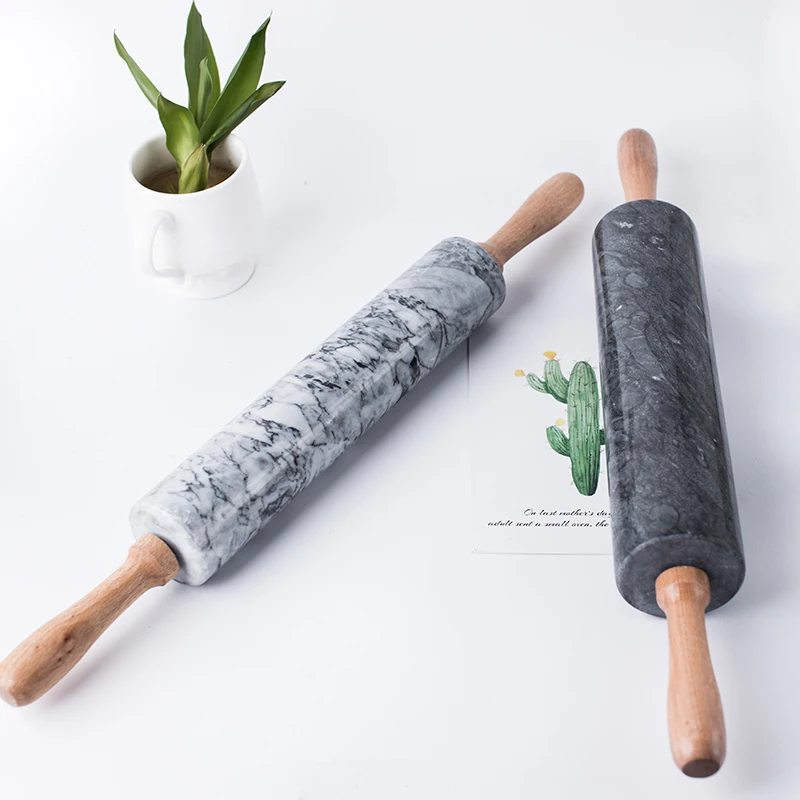 

Custom Marble Rolling Pin with Wooden Handles Baking Tools Kitchen Accessories, Customized color