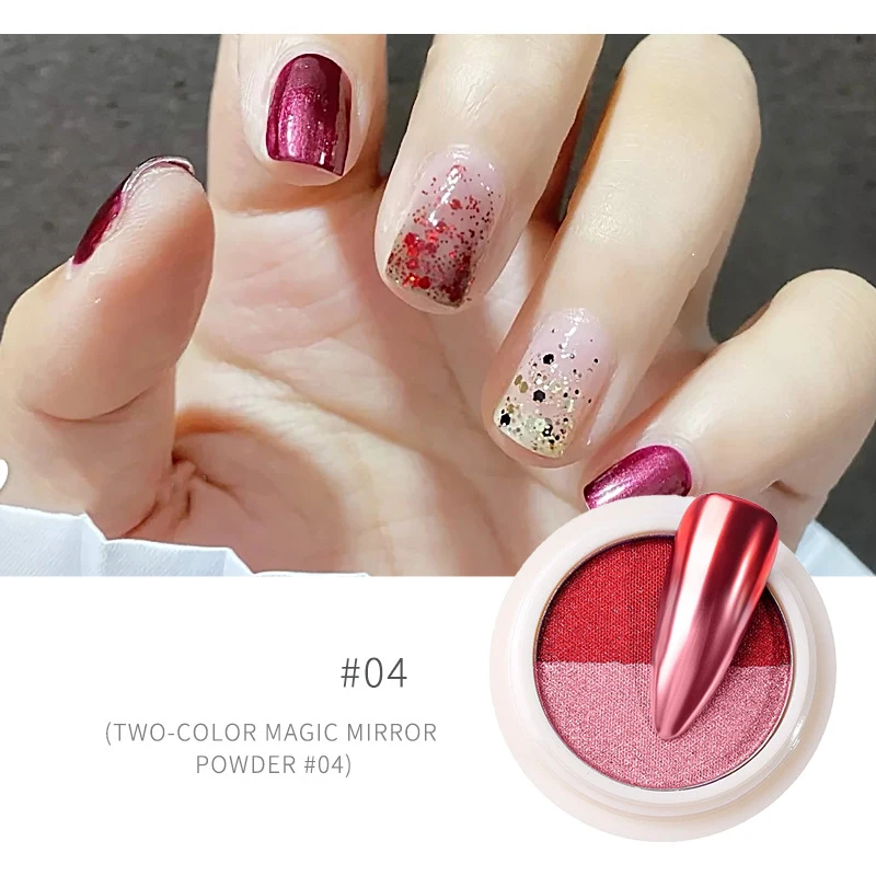 

New Style Pigment Double Color Mirror Effect Laser Deco Nail Art Powder For Salon Home Usage