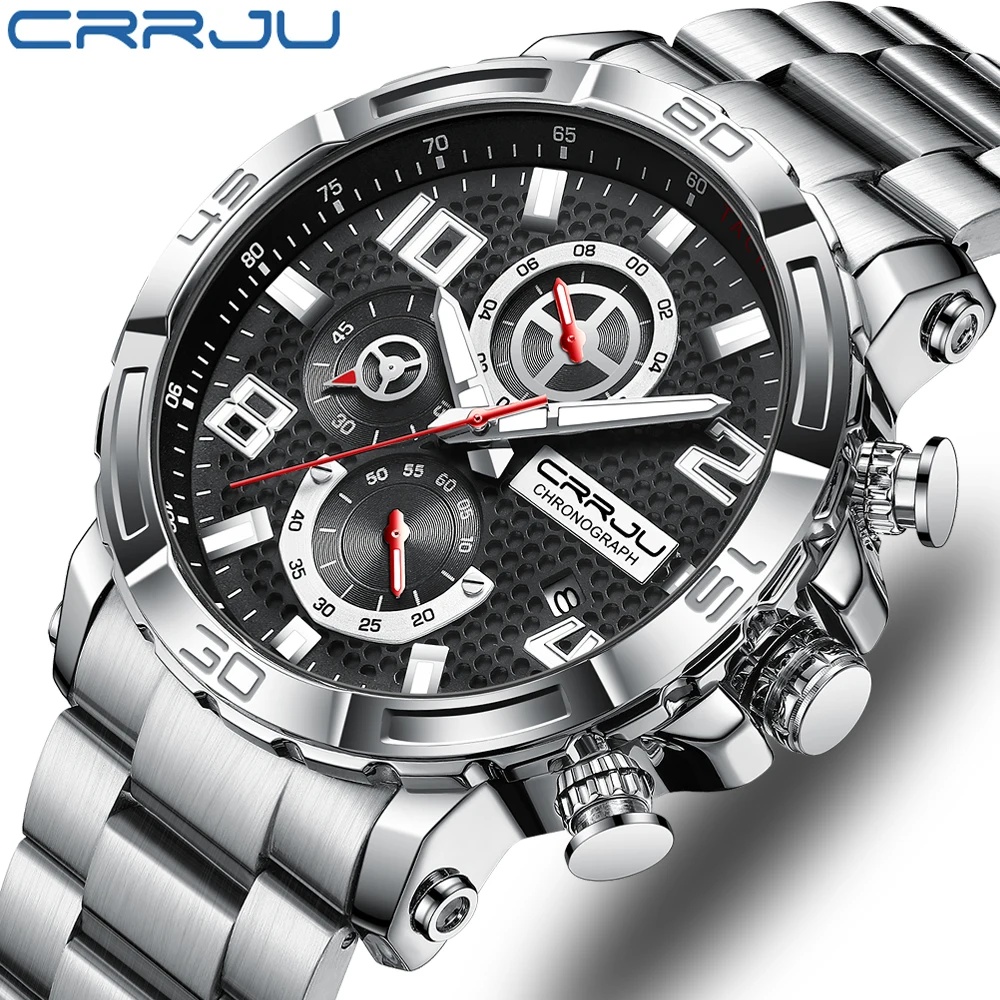 

CRRJU luxury brand 316L stainless steel quartz men watch wristwatch Jam tangan pria unik, 4 colors