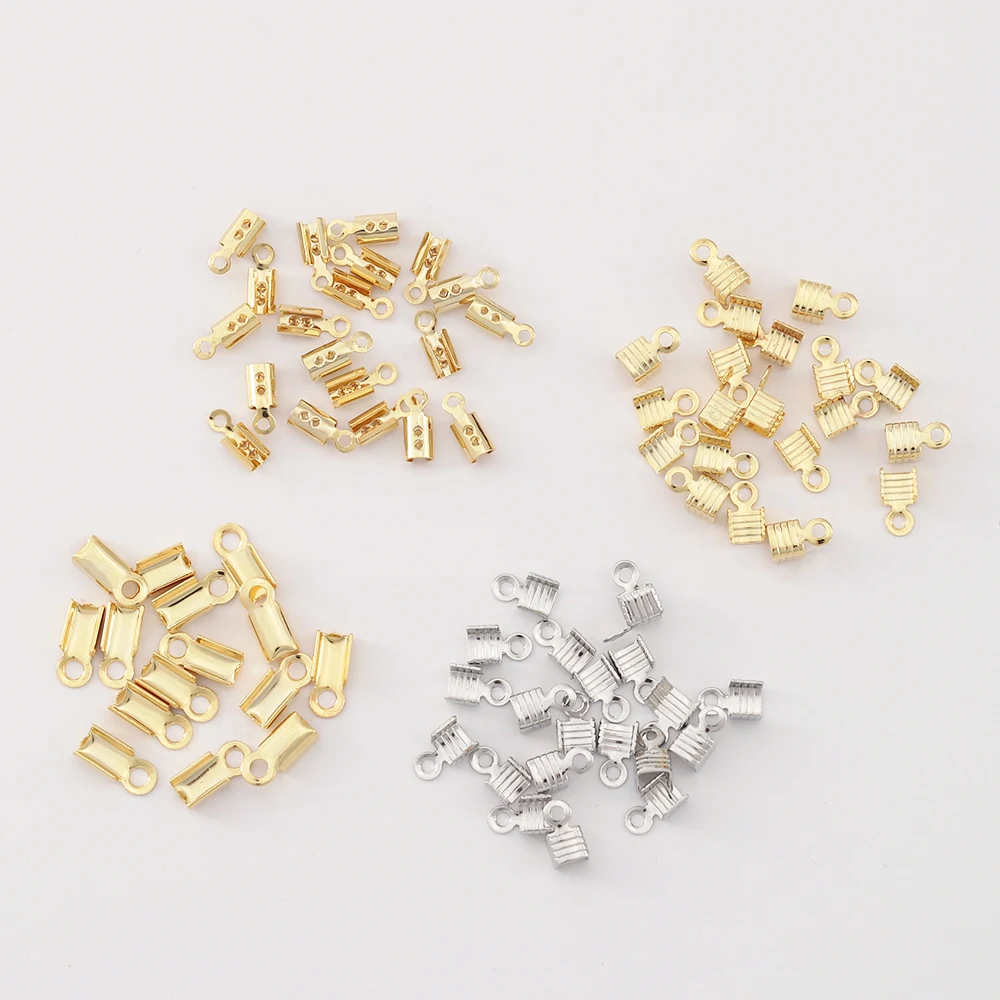 

Crimp Beads Cove Clasps Filled Crimp Clasp Connectors for Necklace Connectors Metal Swivel Lobster Clasp D Ring 18K Gold Brass