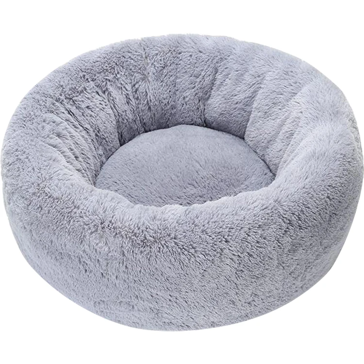 Custom luxury portable round plush cotton pet dog bed mat warm indoor cat housenest