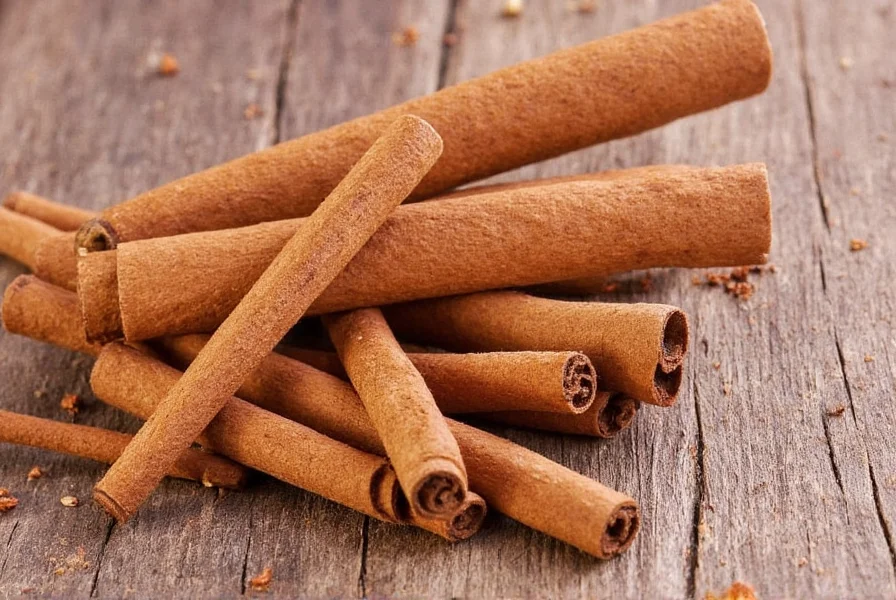 Spice jars including cinnamon on a kitchen counter