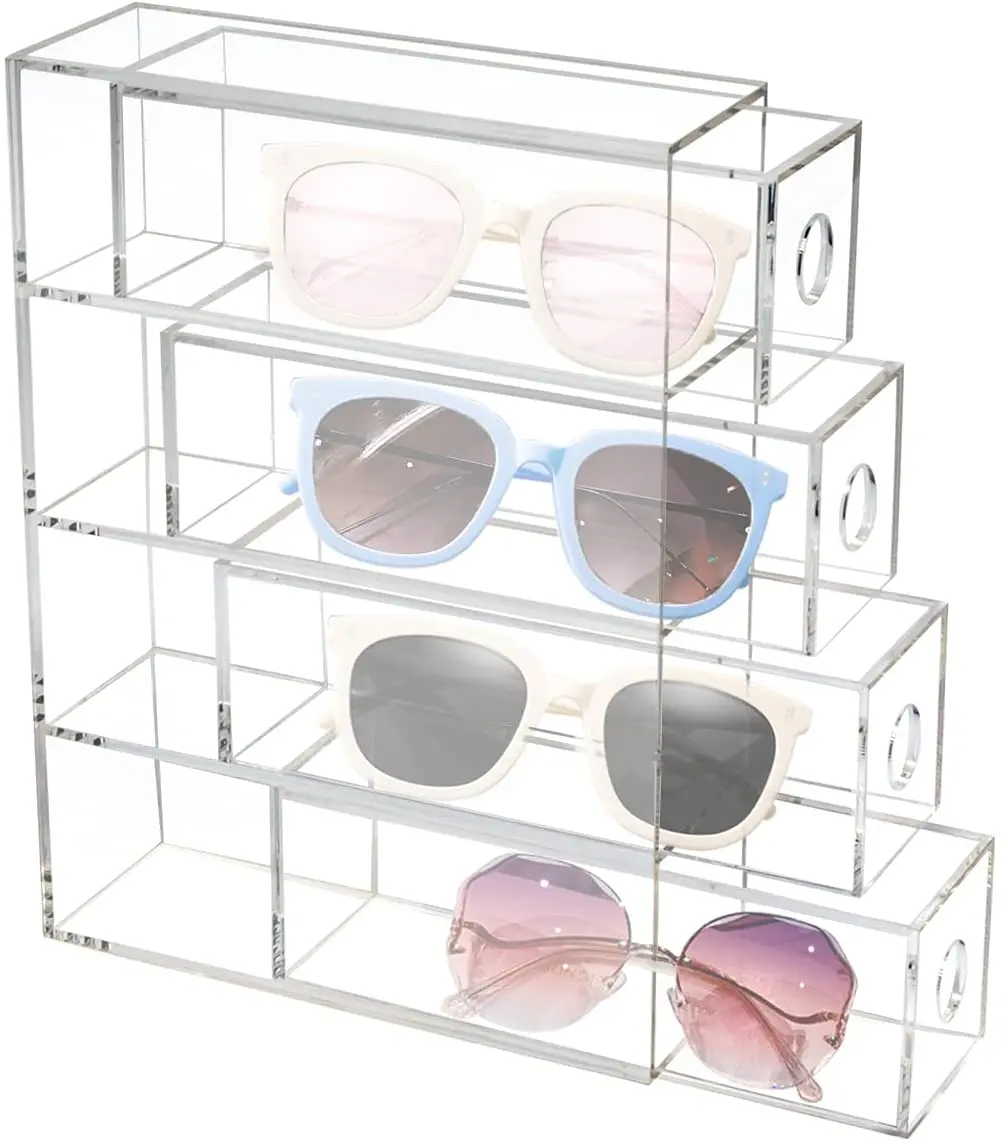 

New Fashion Product Makeup Organizer Box 4 Drawer Sunglasses Storage Case Jewelry Box Clear Acrylic Storage Box Large Size