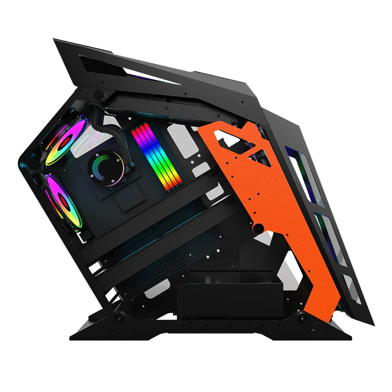 

Manufacturers Sale Custom MicroATX gamer case with light board cafe, Black,white,orange