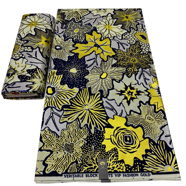 

African pagne Factory Wholesale African Ankara Fabrics Golden Wax Print 100% Cotton Fabric 6 Yards/pcs For Women Sewing Dress