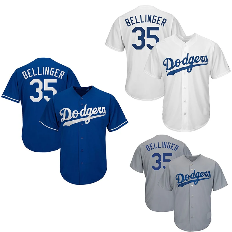 

22 Clayton Kershaw 35 Cody Bellinger Embroidery Logos Baseball Jersey