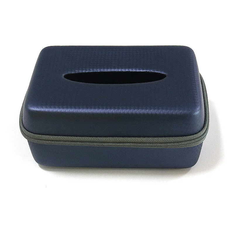 

Leather Rectangular Tissue Box Hard EVA Storage Case Pad Restaurant Cafe Storage Napkin Tray, Blue