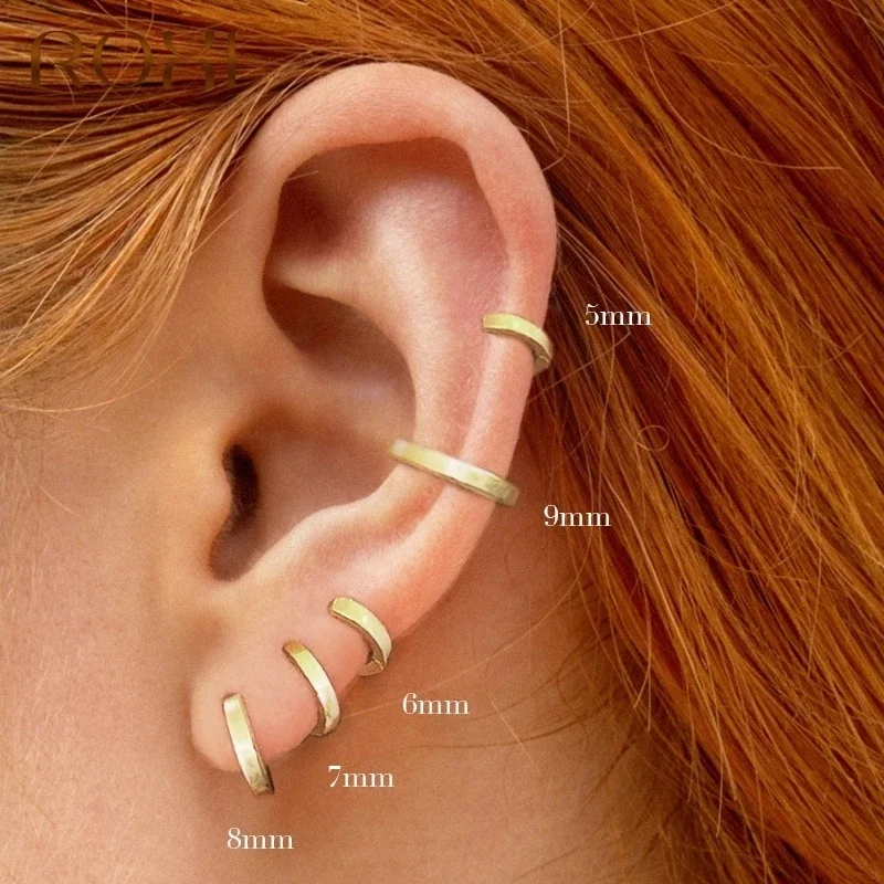 

Minimalism Pendientes Round Glossy Hoop Earrings for Women Cartilage Kolczyki 925 Sterling Silver Fine Jewelry 5/6/7/8/9mm