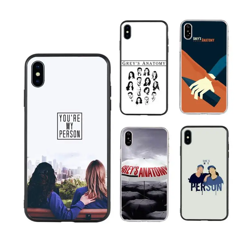 

American TV Greys Anatomy hot selling cute art Phone Case for iPhone X XR Xs Max 11 11Pro 11ProMax 12 12pro luxury fundas, Black/transparent