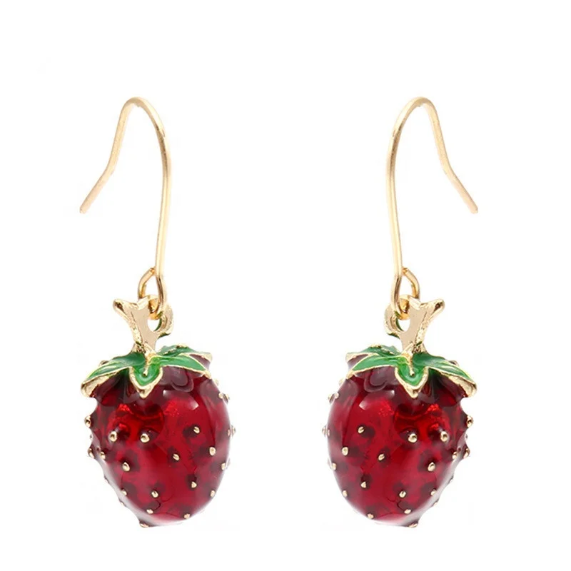 

Cute Strawberry Dangle Earrings 3 Styles Pendant Statement Earrings Women Funny Earrings for Christmas Jewelry Gift